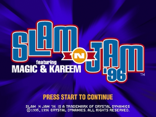Slam n Jam 96 title screen for Sega Saturn